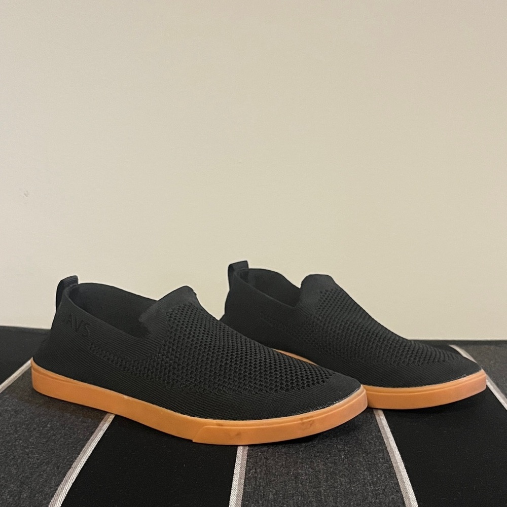 Suavs Black Slip-On Shoes with Tan Sole